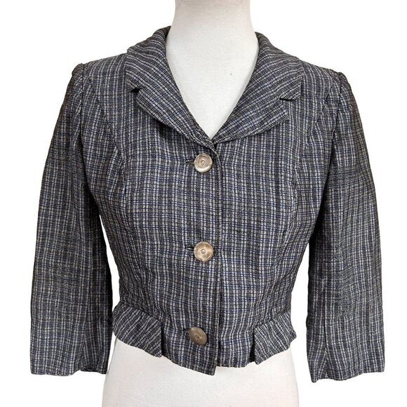 Vintage Jack Feit Jacket Womens Size Medium 1940s 1950s Plaid Cropped Blazer - Picture 4 of 12